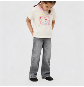 Cartoon Butterfly Print Girls' T-shirt