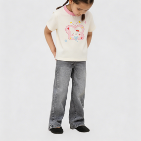 Cartoon Butterfly Print Girls' T-shirt