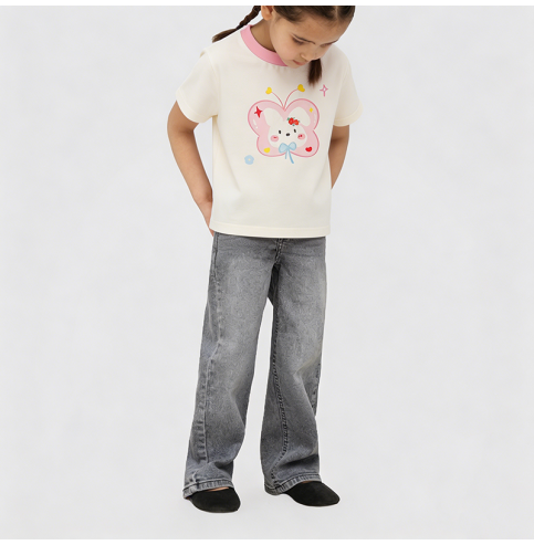 Cartoon Butterfly Print Girls' T-shirt Cartoon Butterfly Print Girls' T-shirt