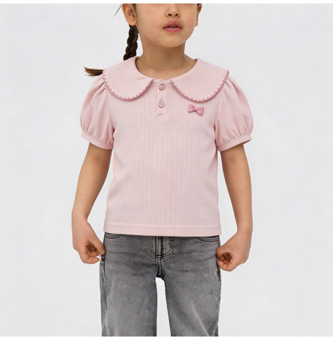 Pink Peter Pan Collar Casual T-Shirt
