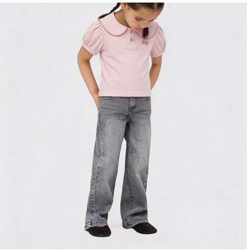 Pink Peter Pan Collar Casual T-Shirt Pink Peter Pan Collar Casual T-Shirt