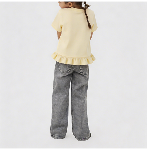 Yellow Bow-Knot Short-Sleeve T-Shirt for Girls Yellow Bow-Knot Short-Sleeve T-Shirt for Girls