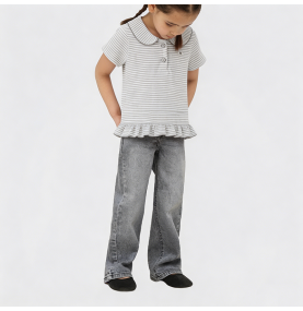 Casual Striped Short-Sleeve T-Shirt for Girls